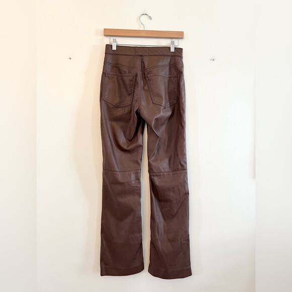Revive revolve brown faux leather 909 High Street pants straight flare  fall - Picture 8 of 15